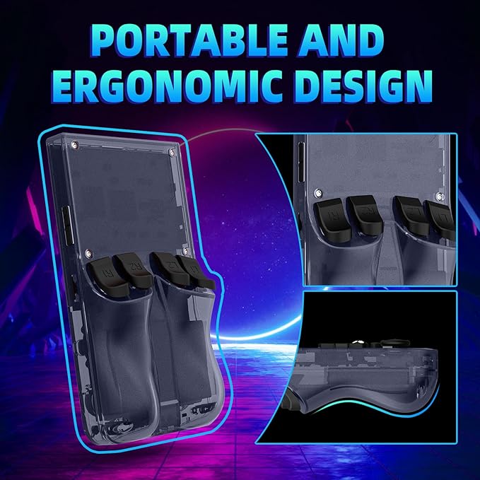 R36MAX Retro Handheld Game Console - 64GB Preloaded Classic Video Games, Support 30+ Simulators, Linux-Powered Portable Game Emulator Console with 4.0-in HD IPS Screen (Transparent Gray)