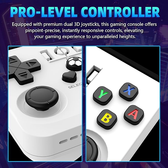R36MAX Retro Handheld Game Console - 64GB Preloaded Classic Video Games, Support 30+ Simulators, Linux-Powered Portable Game Emulator Console with 4.0-in HD IPS Screen (White)