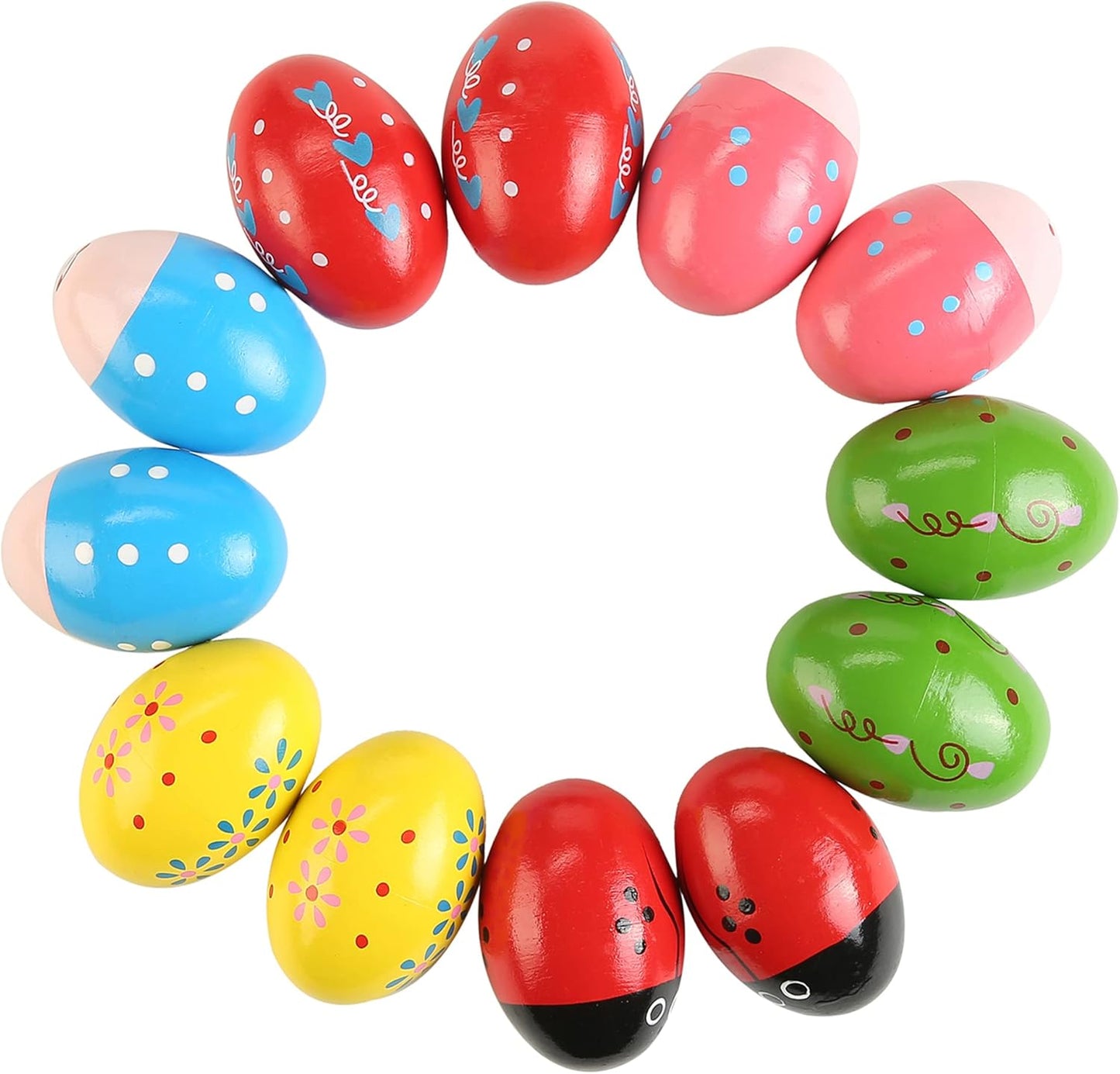 12Pcs Wooden Egg Shakers Hand Musical Maracas Percussion Instruments