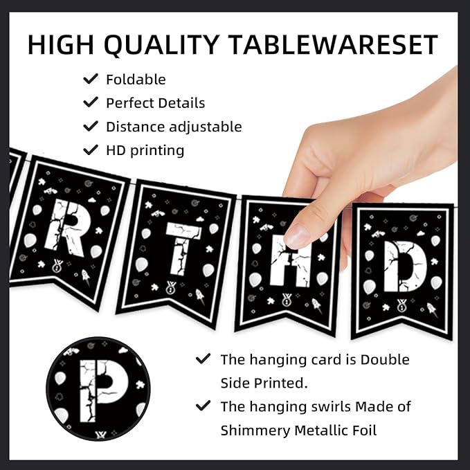 123pcs 13th Party Decorations,13th Silver Black Birthday Banner,Flags,Paper,cups,Straws,Forks,Cake Toppers,Dessert plates,Tablecloths and dinner plates,Officially a Teenager 13th Birthday Supplies