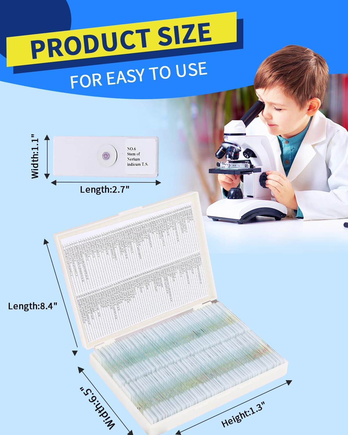 120-Pcs Microscope Slides with Specimens,Pre-Made Glass Slides with Specimens,Educational Microscope Slides and Covers for Young Scientists,Perfect for Biology Class and Experiments