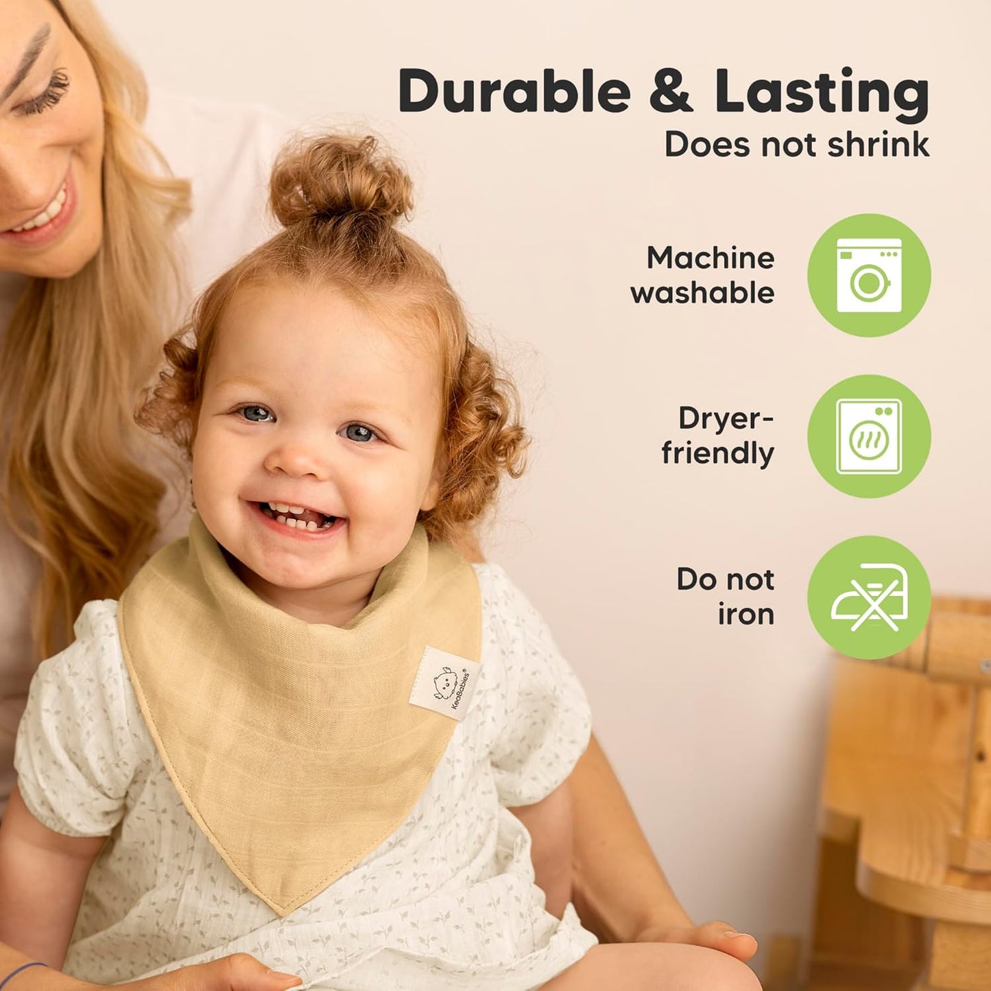 8-Pack Muslin Baby Bibs for Boys, Girls - Muslin Bandana Drool Bibs for Baby Girl & Boy, Drooling Newborn, Teething Toddler, Infant 0-36 Months, 100% Cotton Extra Absorbent & Soft (Primeval)