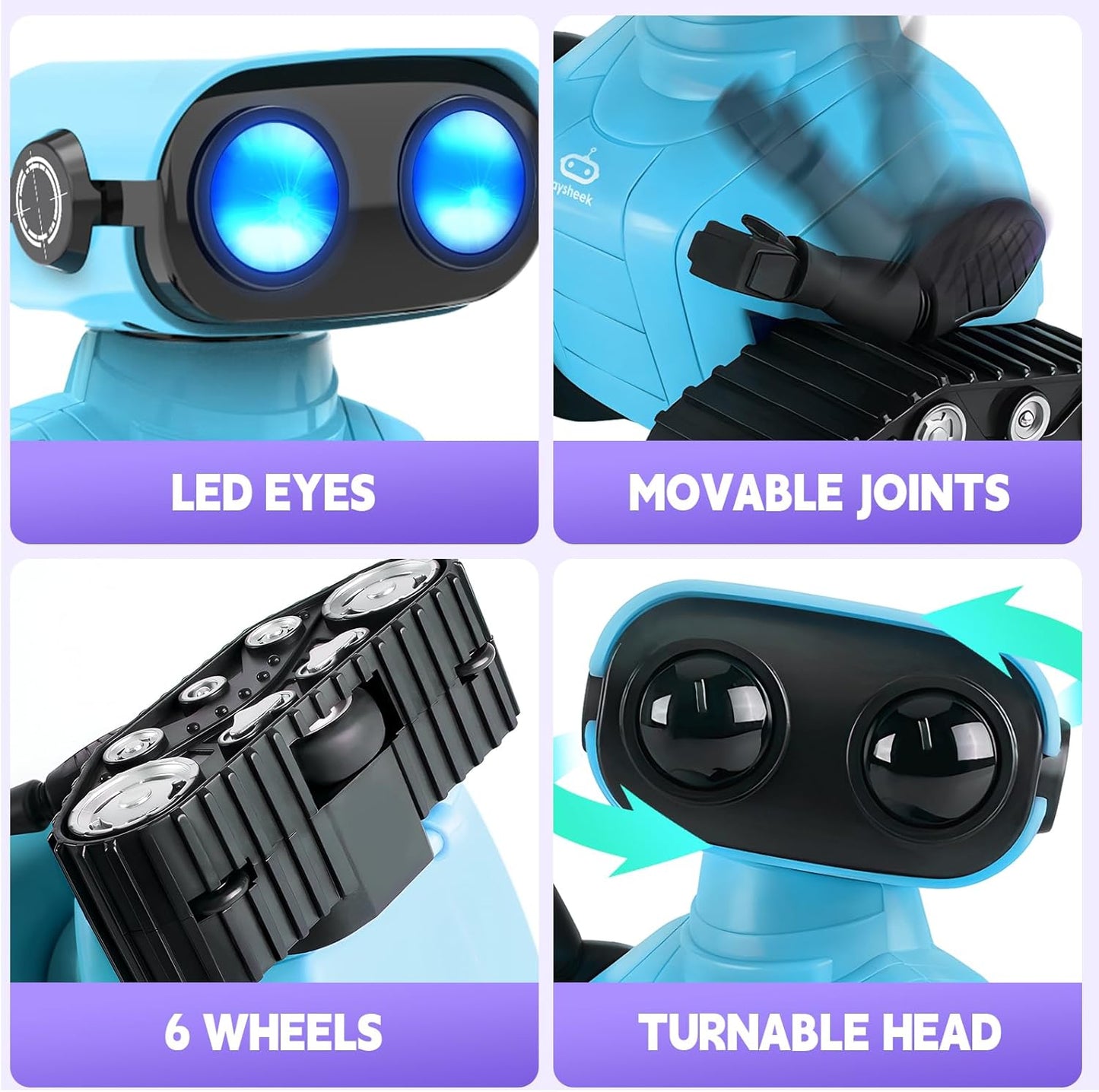 Robot Toy - Rechargeable Emo RC Robot with Auto-Demo for Kids, Age 3+ - Blue