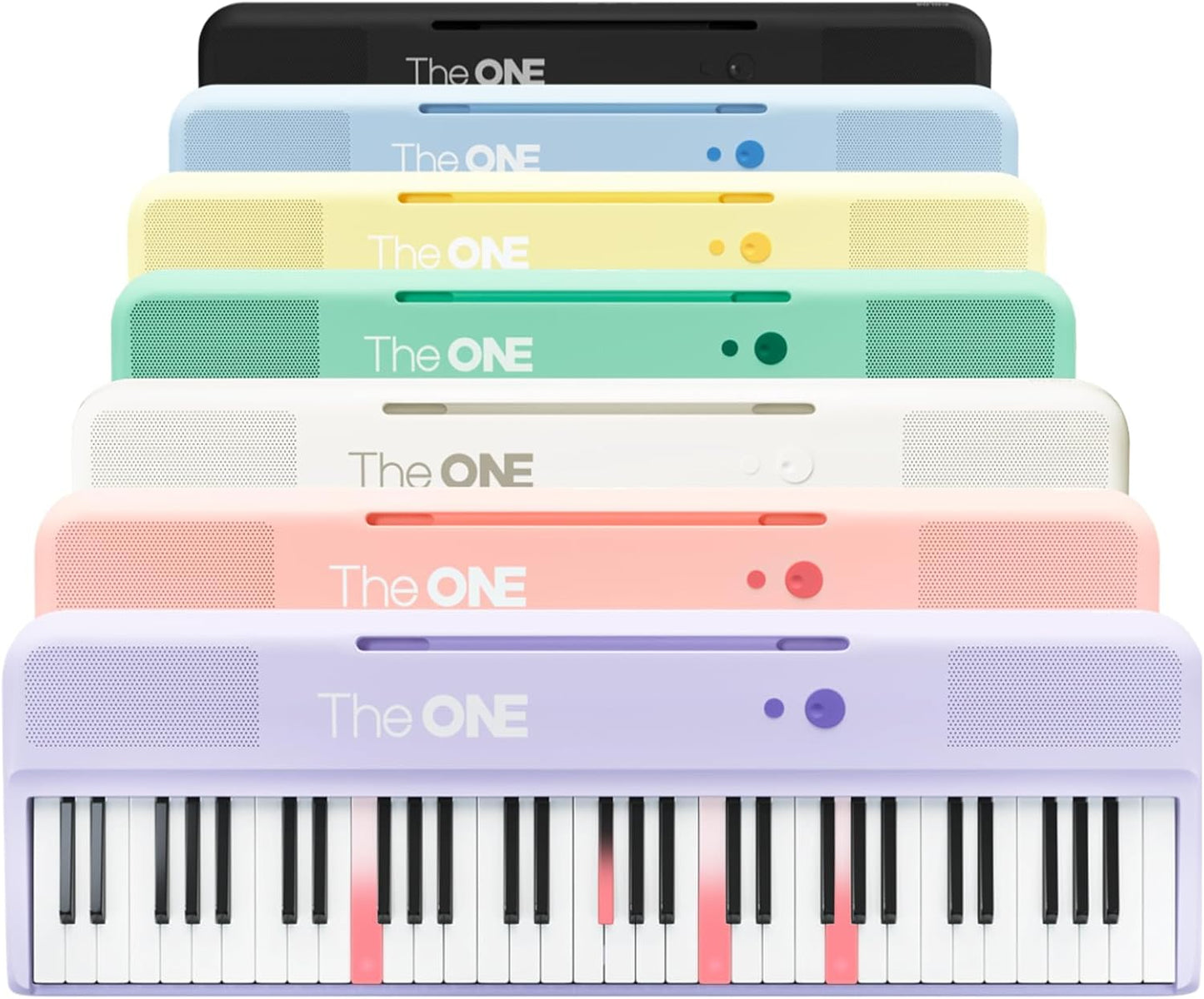 The ONE Smart Keyboard COLOR 61 Lighted Keys Piano Keyboard, Electric Piano for Beginners with 256 Tones, 64 Polyphony, Built-in LED Lights & Apps, Supports USB MIDI/Headphones (White)