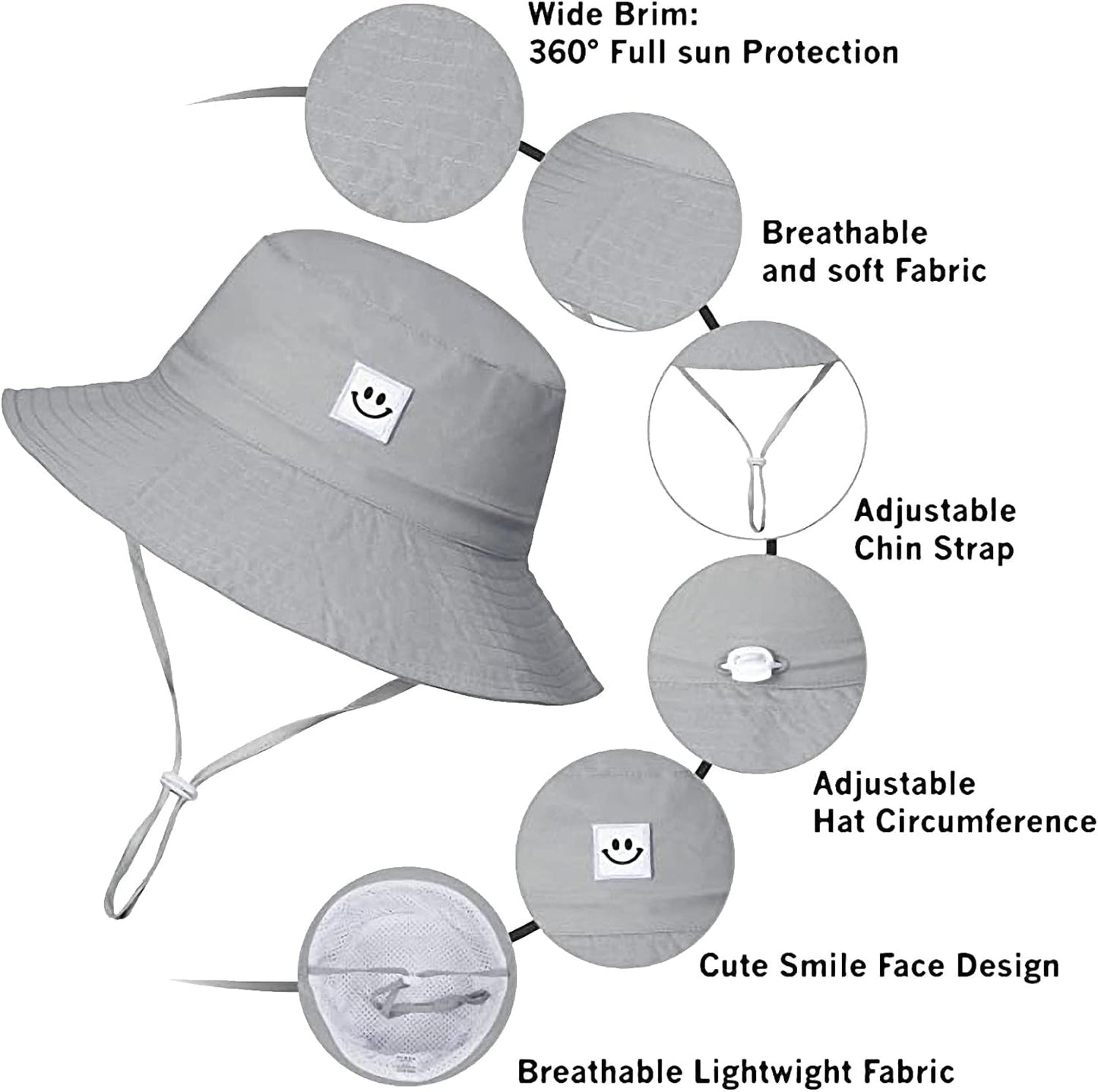 55cube Toddler Sun Hat Beach Bucket Hat for Girls Boys Toddlers