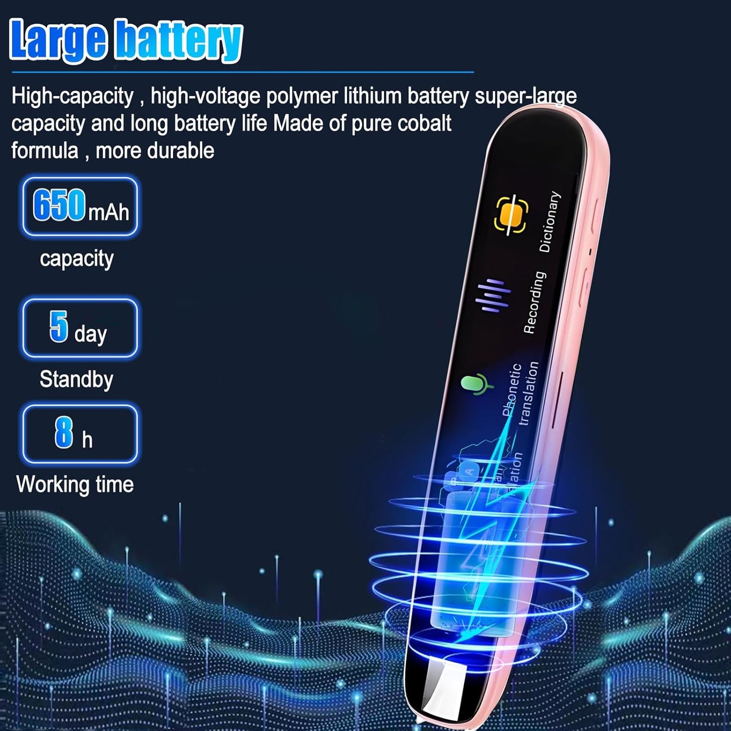 Translation Scanning Pen, OCR Digital Reading Pen with 112 Language, Pen Scanner Reader, Scan Reader Pen, Wireless Translation Pen Scanner for Students Adults Traveler Business (Pink)