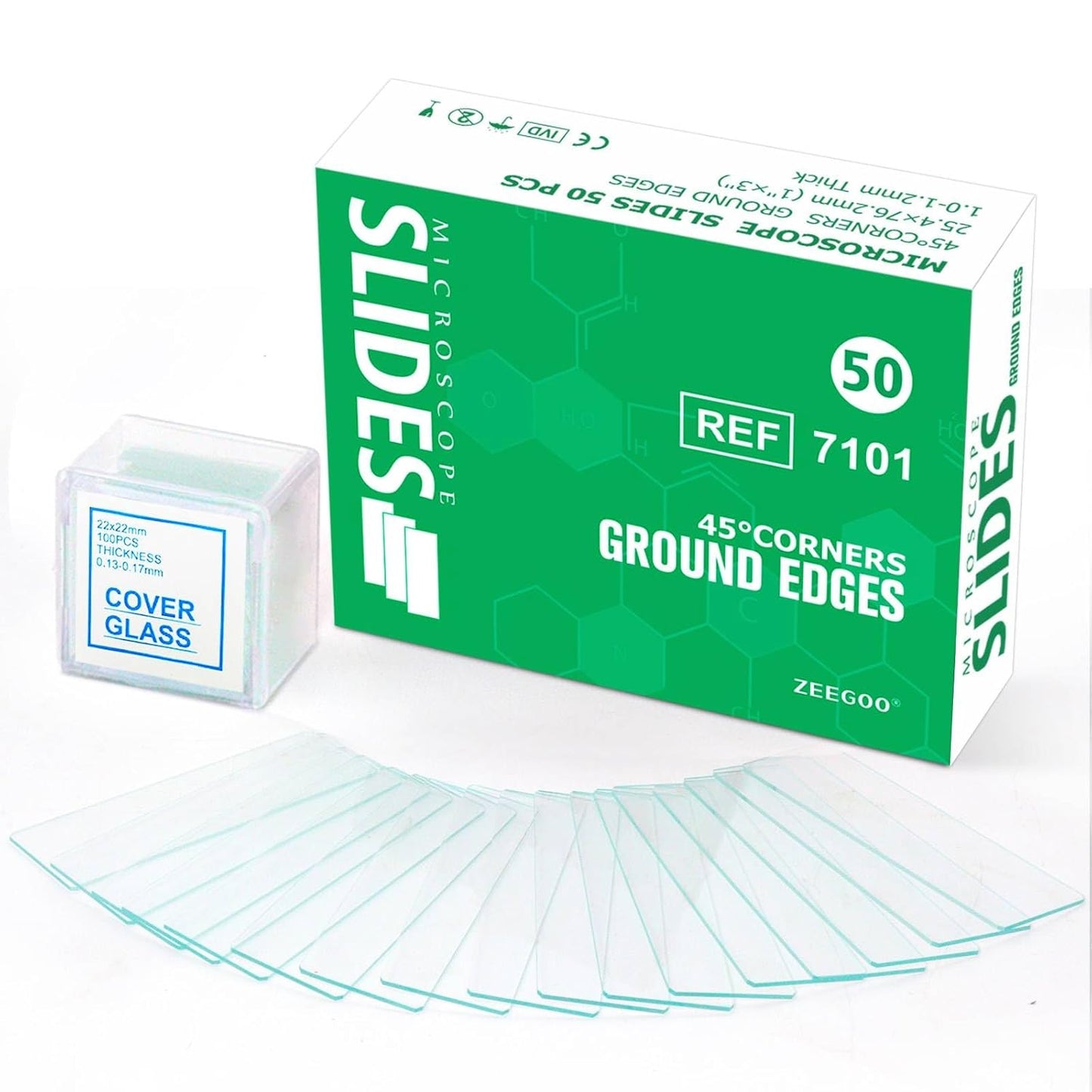 Microscope Slides, Pre-Cleaned Ultra-Clear Blank Microscope Slides and Covers – 50 Slides, 100 Coverslips, 45° Ground Edged Optical Glass Slides for Microscope, Perfect for Classroom & Lab Use