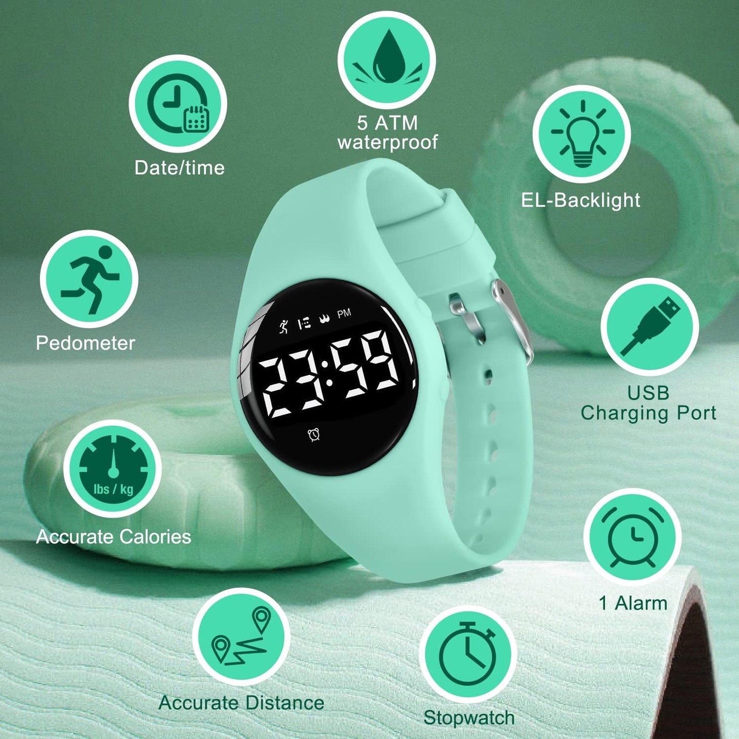 Kids Watches for Girls Boys Digital Sport Watch with Step Counter Pedometer Vibration Alarm Clock, No App Waterproof Fitness Tracker Kids Watch Boys Girls Teens Students Ages 5-16