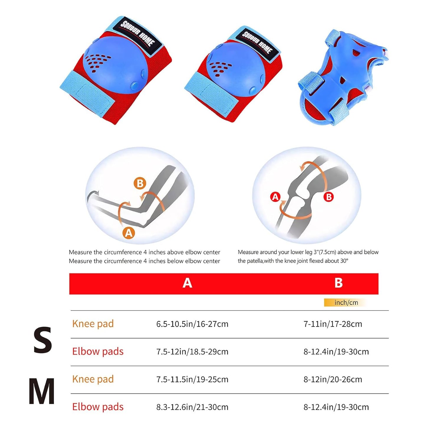 Youth/Kids Knee Pads Elbow Pads Wrist Guards Protective Gear Set for 3-15 Years Child Roller Skates, Skateboard, Cycling, Inline Skating, BMX Bike, Balance Bike, Scooter Riding and Other Outdoor Sports