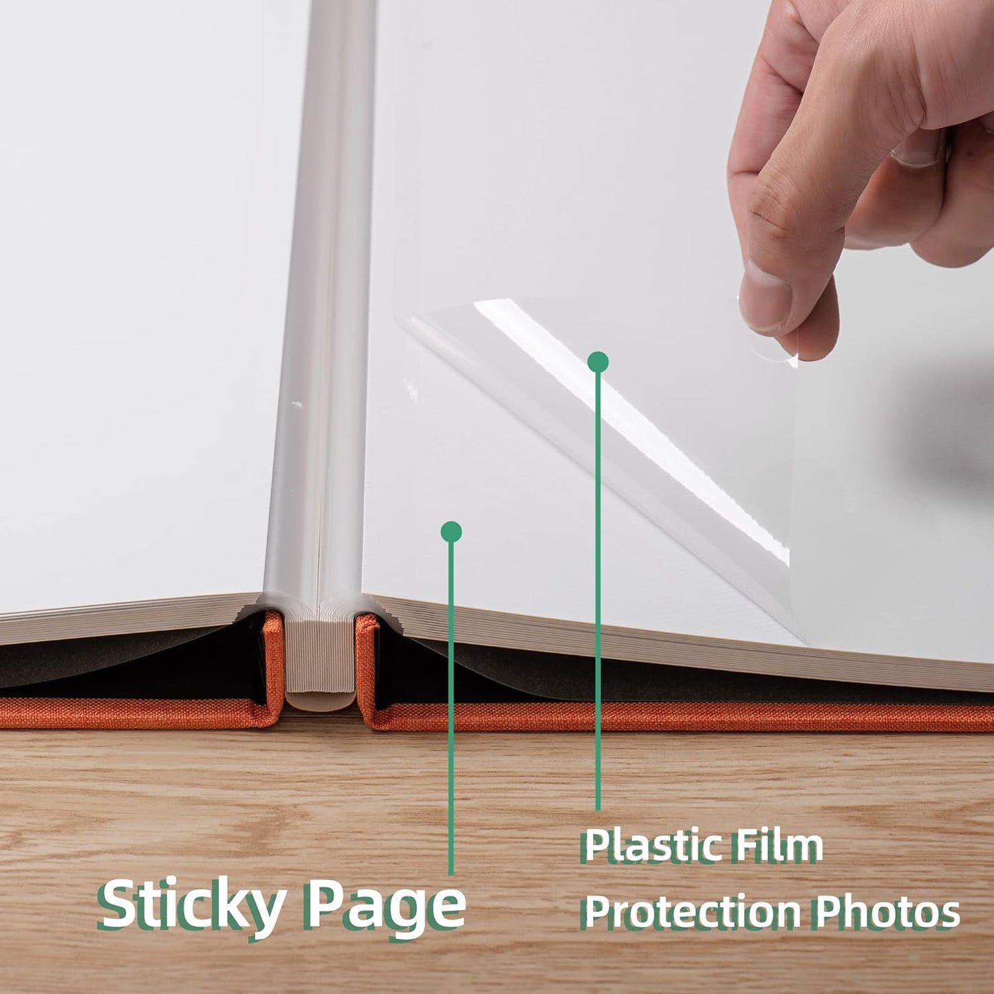 Large Photo Album Self Adhesive Scrapbook Album for 4×6 5×7 8×10 Pictures DIY Magnetic Linen Cover Album 40 Pages for Family Wedding Gifts with Metal Pen and Plastic Board Orange