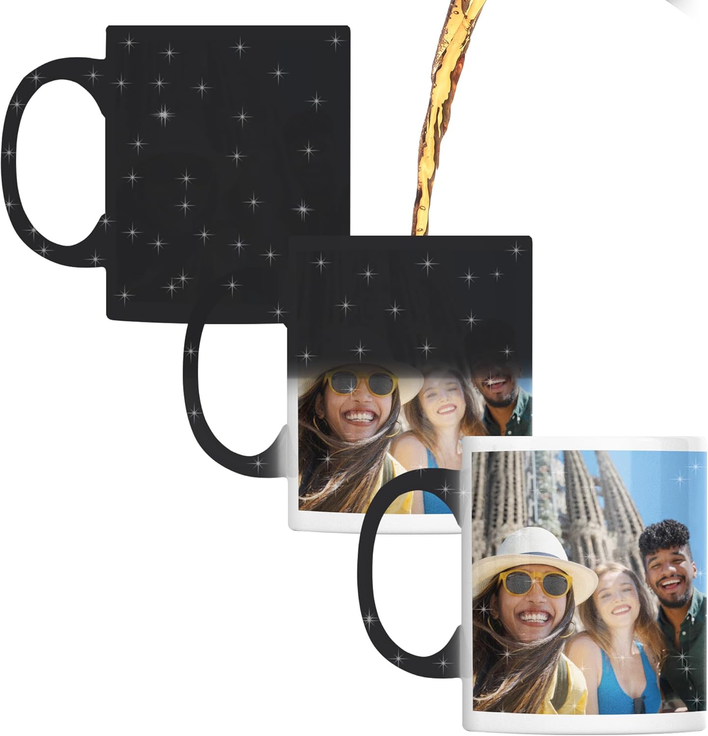 Personalized Coffee Mug – Custom Photo, Text, or Logo Ceramic Magic Mug Tea | Taza Personalizada with Heat Sensitive Color Changing Cup | Customized Gift Idea for Men & Women - Black Starry |11oz