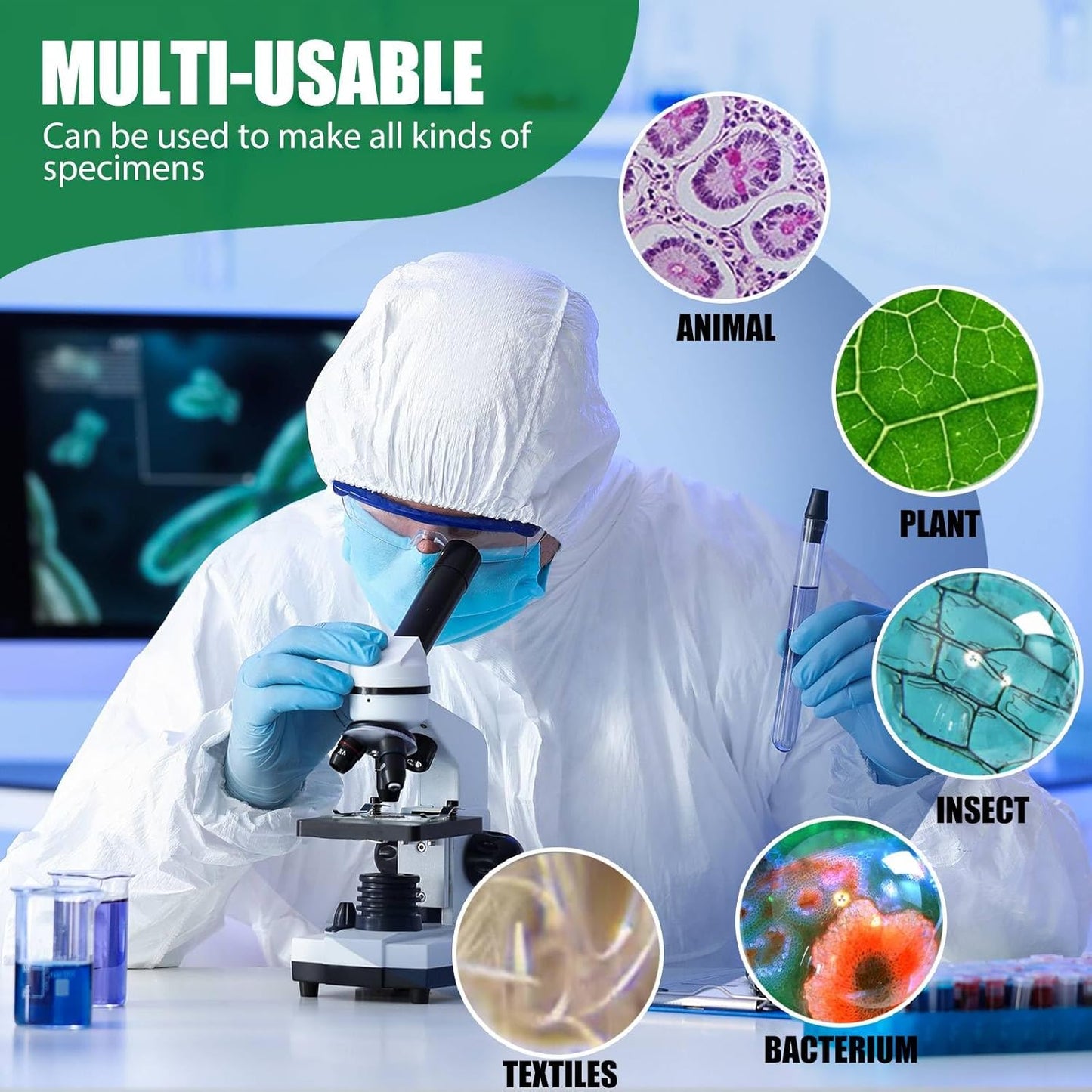 Microscope Slides, Pre-Cleaned Ultra-Clear Blank Microscope Slides and Covers – 50 Slides, 100 Coverslips, 45° Ground Edged Optical Glass Slides for Microscope, Perfect for Classroom & Lab Use