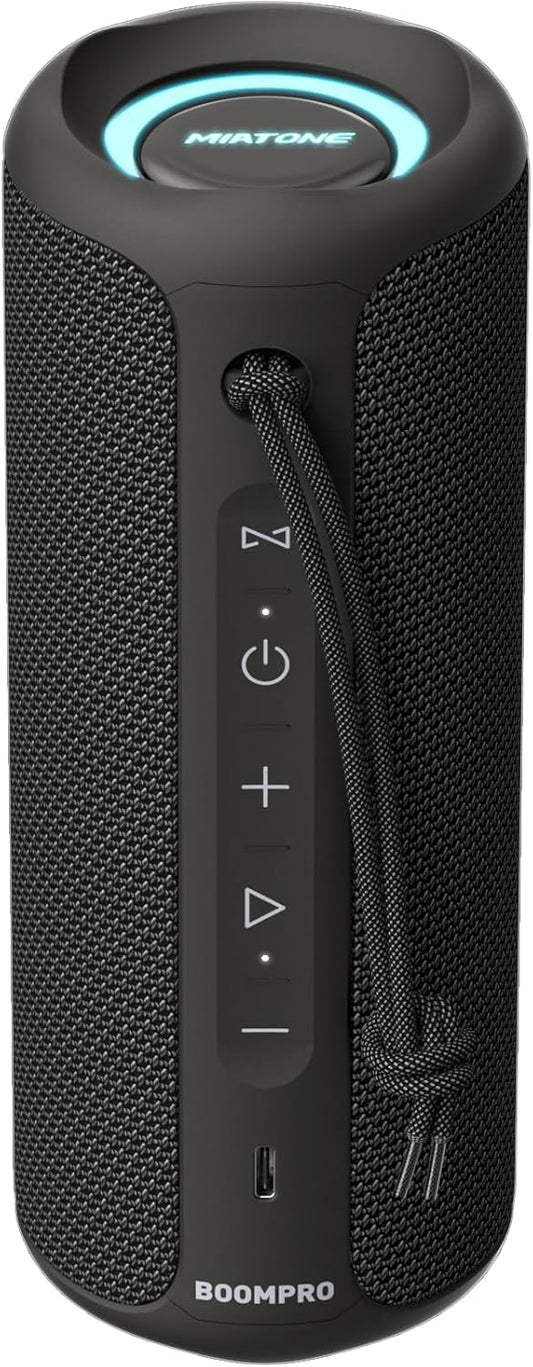 MIATONE Bluetooth Speakers 36W Portable Speaker with Stereo Sound Bass, Bluetooth 5.3 Wireless USB Type C Outdoor, 5000mAh 24H Playtime IPX7 Waterproof, Boy Friend Gifts for him (Black)