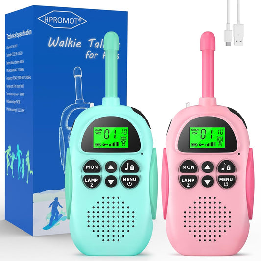 Walkie Talkies for Kids Rechargeable Toys for Ages 3-12 Boys Girls, 22 Channels 2 Way Radio Toy Christmas Birthday Gifts for Girls Boys Ages 3-12 Camping Hiking Outdoor Easter Basket Stuffers