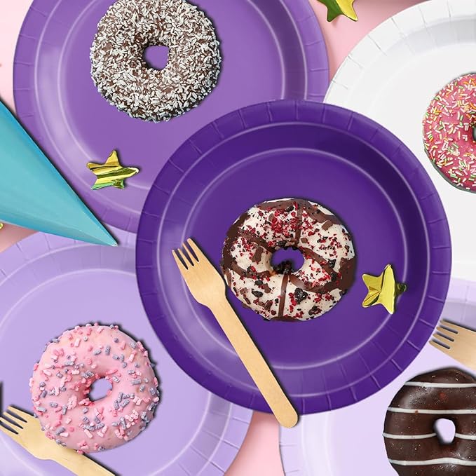 CMUSKO Lavender Party Supplies-150Pcs Purple Plates and Napkins Kit Serves 50,Gradient Light Purple Tableware for Birthday,Baby Shower,Wedding