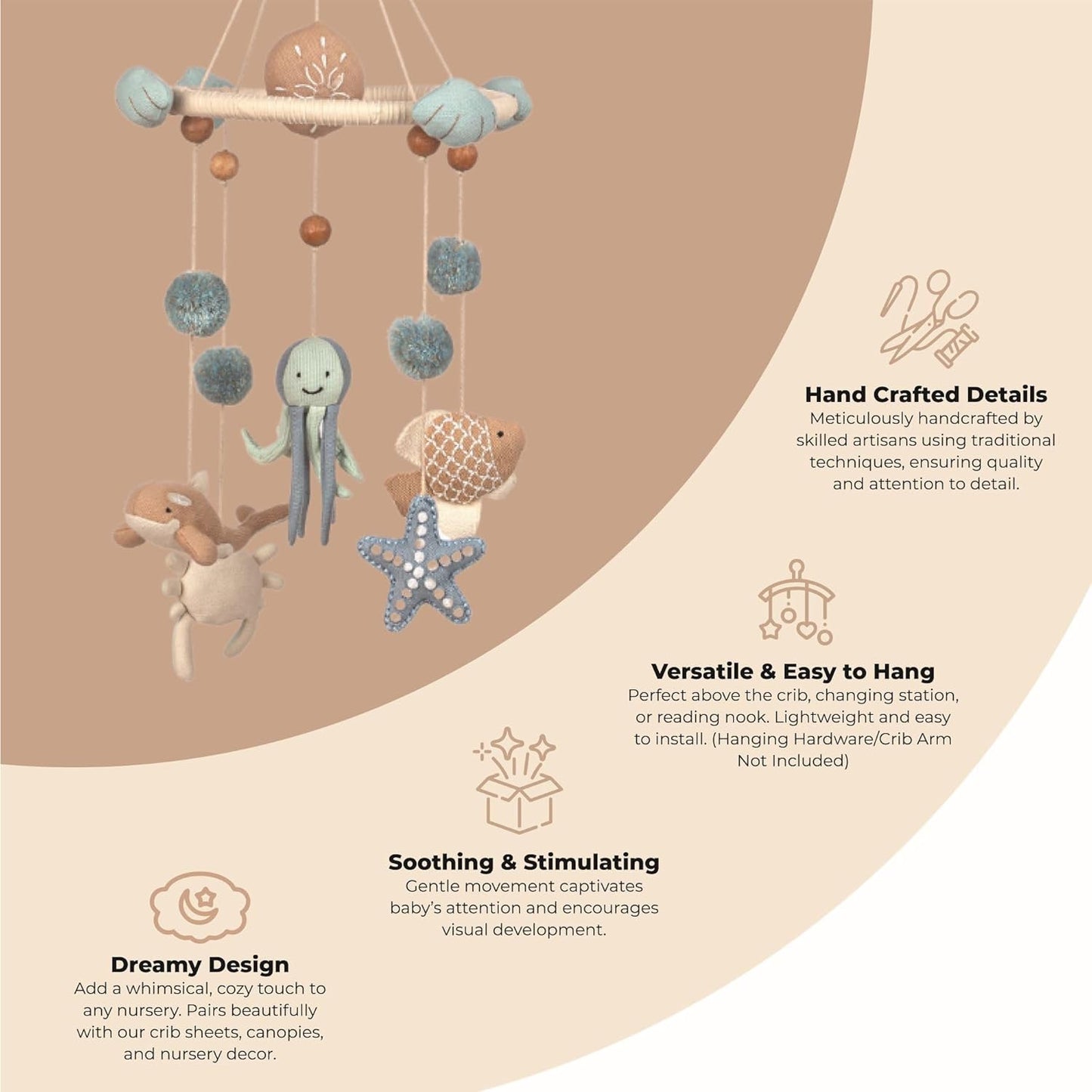 Crane Baby, Ocean Nursery Decor for Boys and Girls, Ceiling Hanging, 9" x 30", Whale Nursery Decor, Ceiling Hanging Decorations