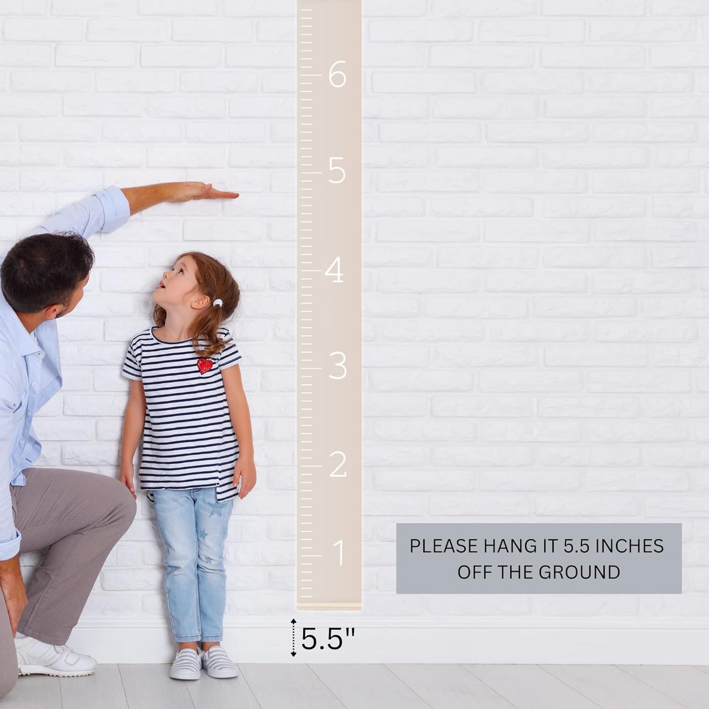 Morxy Canvas Growth Chart for Kids - Unisex Kids Room Wall Decor - Measuring Height Chart- Wall Tape with Height Chart for Kids (Canvas, Plain Beige)