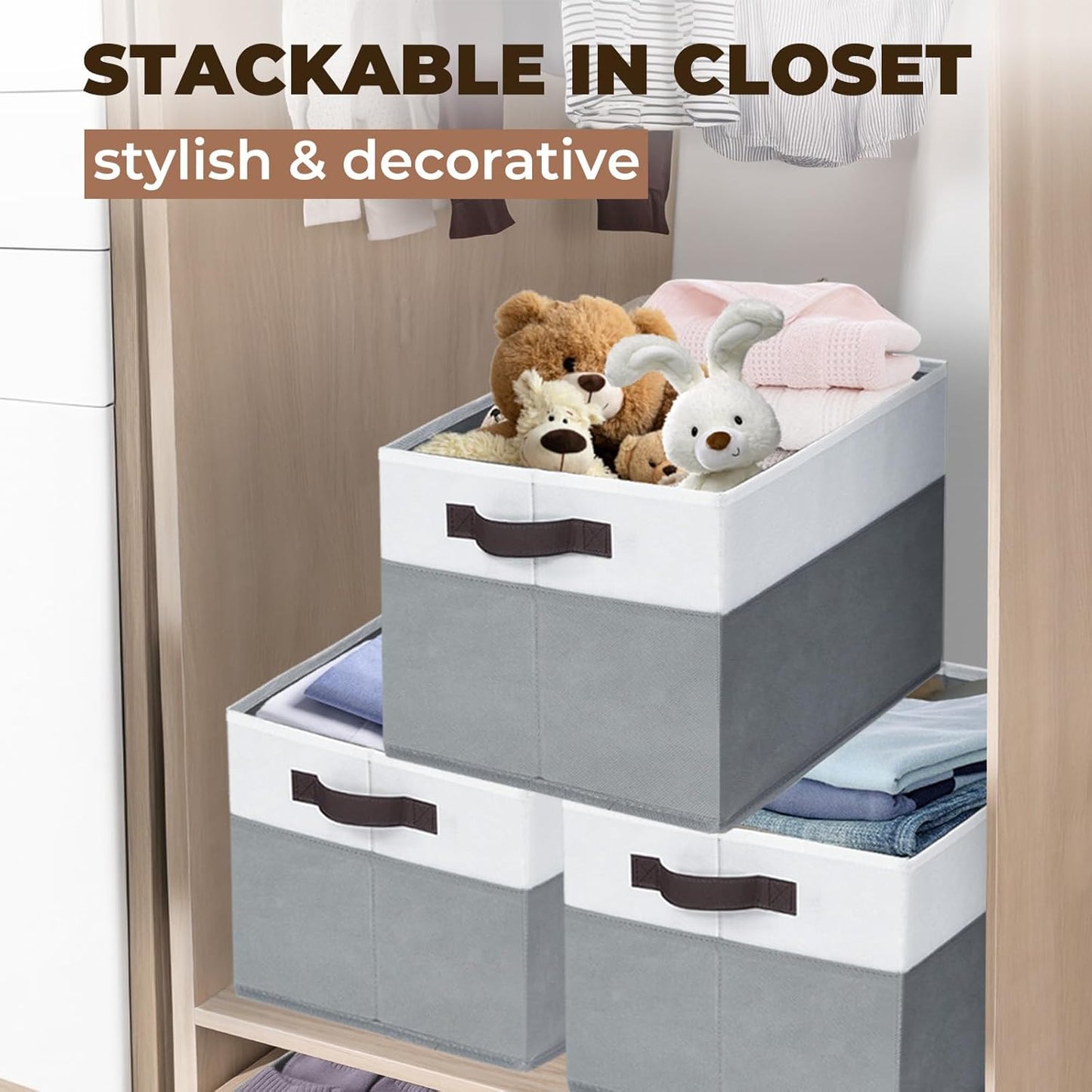 Criusia 8 Pack Closet Organizers and Storage Bins - Extra Large Storage Baskets for Organizing - Clothes Storage Bins for Shelves -Foldable Organizer Bins Totes for Toy Blanket, Dorm Room Essentials