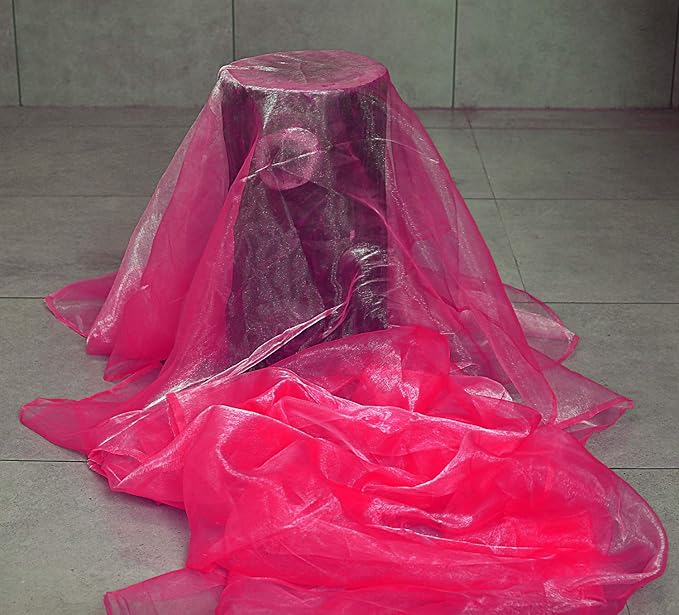 VDS Magenta Organza Fabric, 50 Yards Continuous, 45” Wide, Wedding Party Decoration Iridescent Crystal Sheer Shiny Organza Tulle Bridal Dress DIY Crafts Costume Sewing Backdrop Arch Cloth