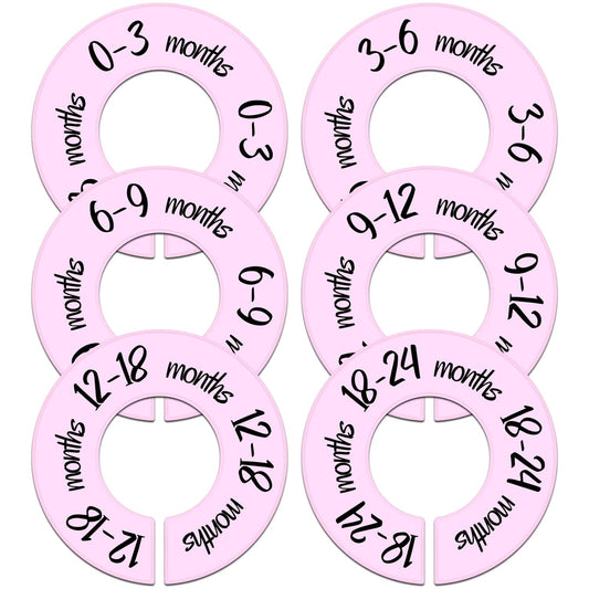 Pro Goleem Baby Closet Dividers Pink Baby Closet Organizer for Nursery Baby Clothes Size Age Dividers Fits 1.5" Rod 6 PCS