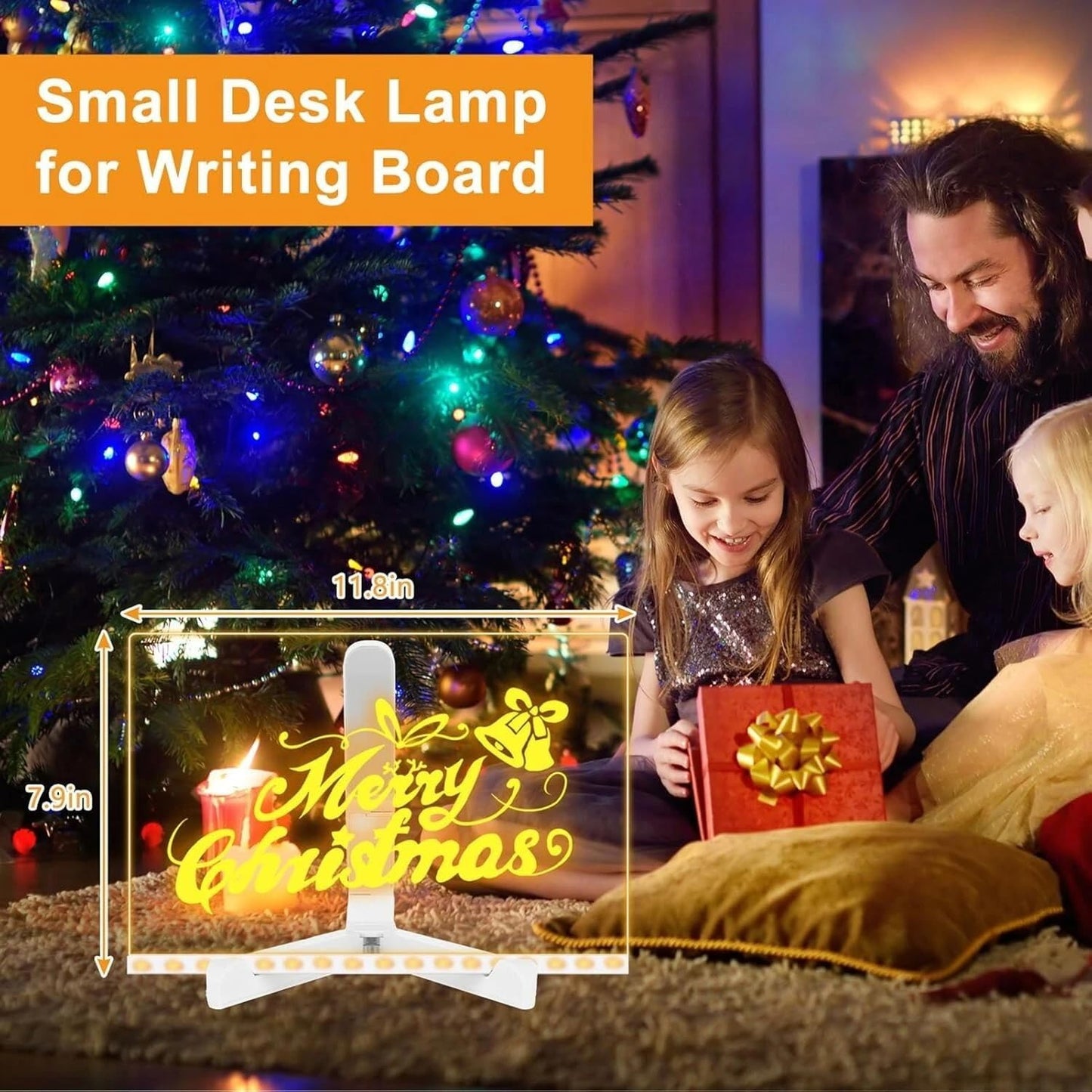 LED Note Board with Colors, 7 Colors Acrylic Message Board with Light, LED Drawing Board Gifts for Kids, Dry Erase Board with Adjustable Stand for Office School Home Decor (7.87 * 11.81 in)