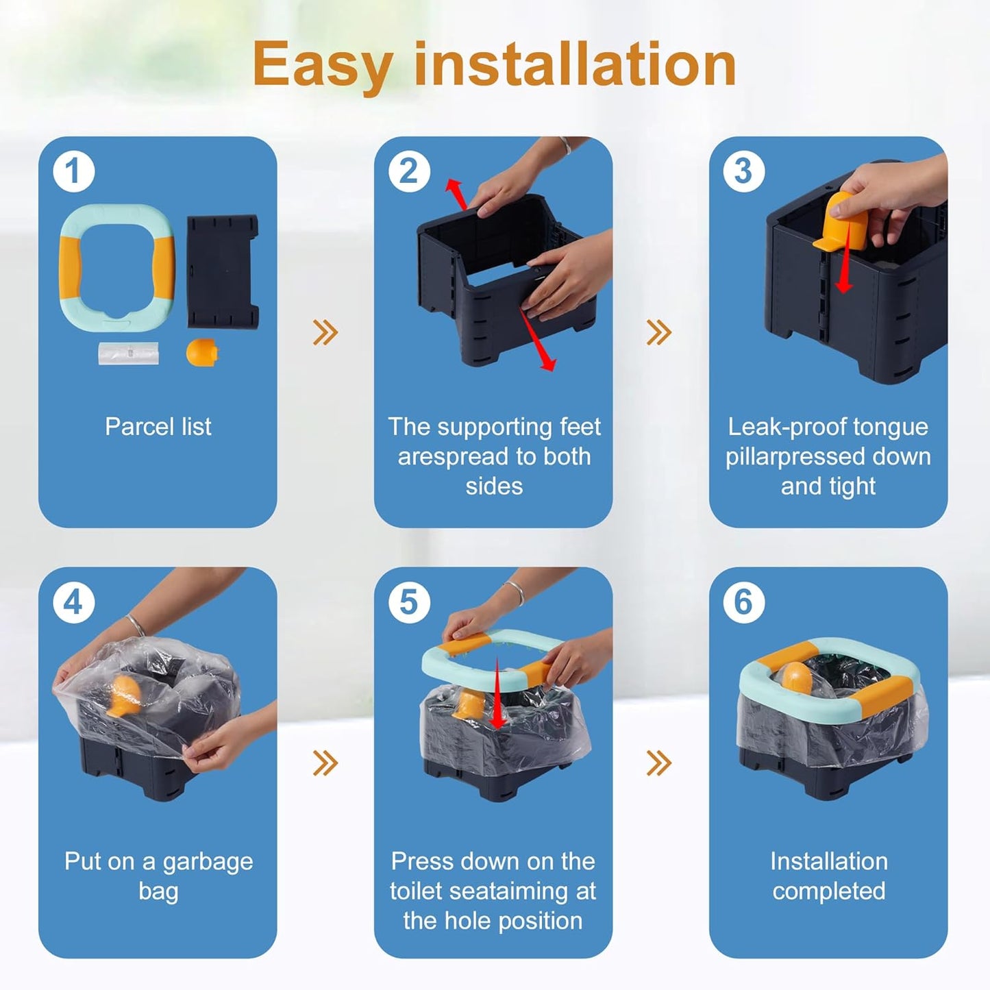 Toilet bowls for children，Portable Potty for Toddler Travel Foldable Travel Potty for Boys Girls Emergency Toilets for Car,Outdoor,Camping and Indoor Seat with Storage Bag（Quiet Blue）