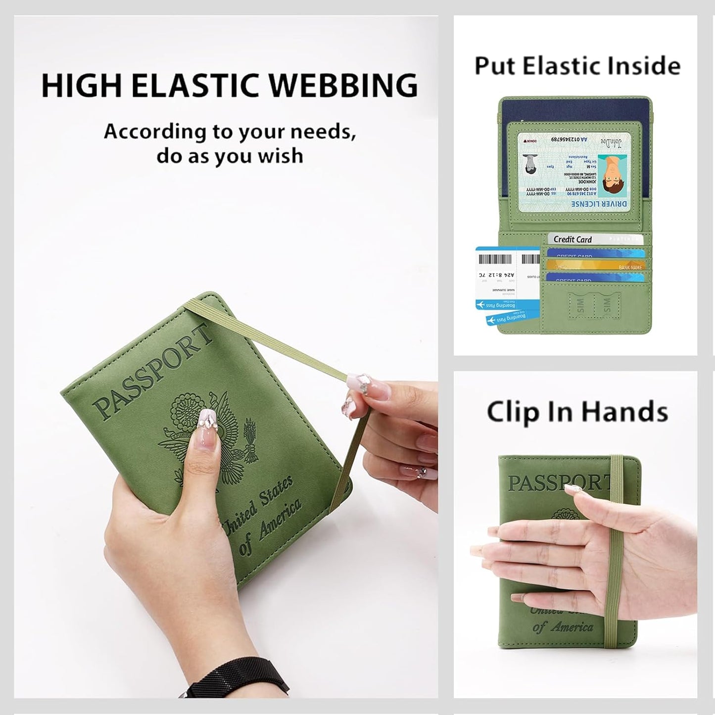 Melsbrinna RFID Passport Holder for Travel, Unisex Adults, Green, Faux Leather, Travel Wallet, RFID Protected