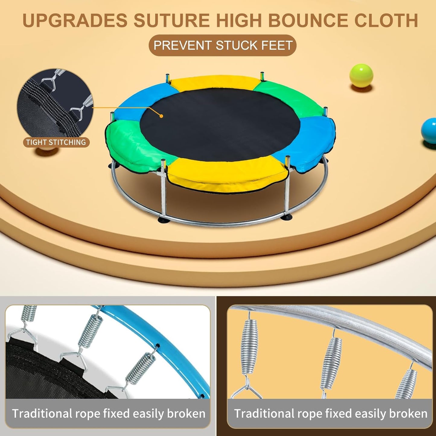 Trampoline for Kids with Anti-Rollover Round Bottom and Swing,55" Toddler Mini Trampoline for Kids Up to 440 Ibs,Gifts for Ages 3 Years and UP Indoor or Outdoor Play