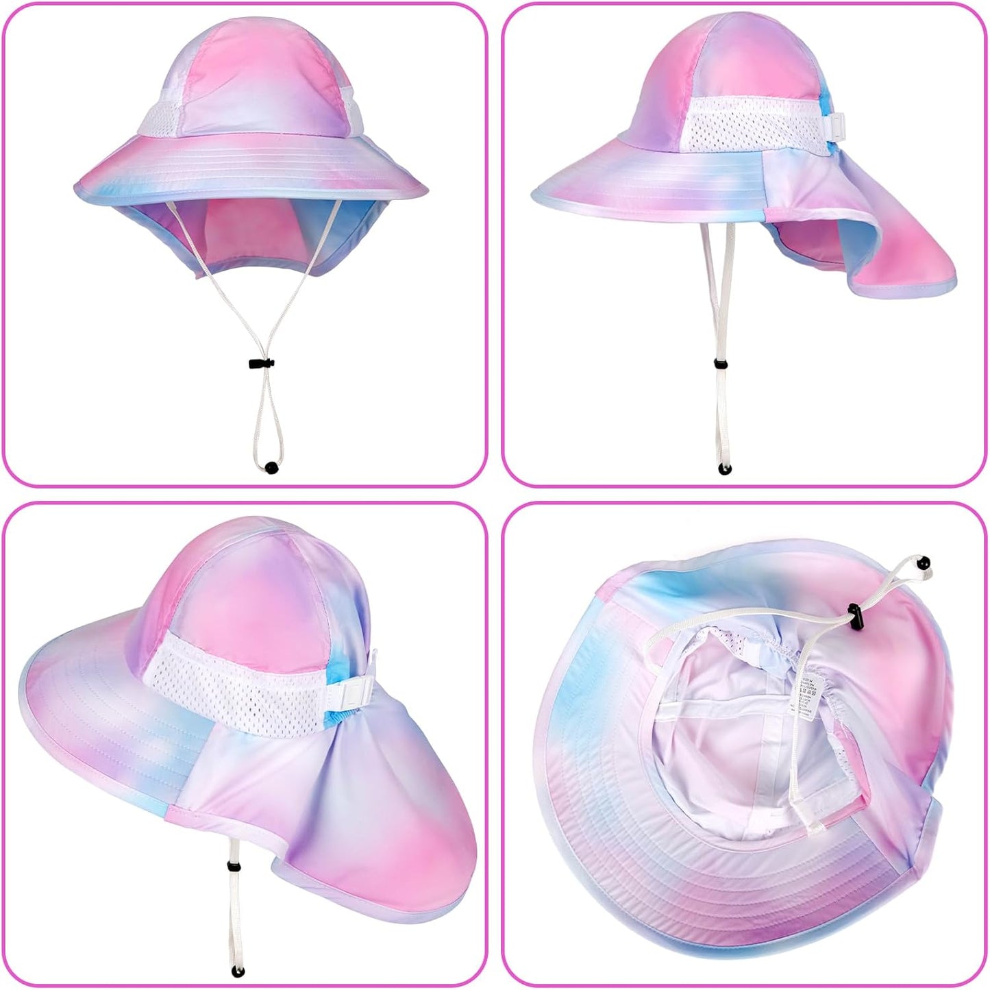 Toddler Baby Sun Hat Kids Summer UPF 50+ for Boys Girls Adjustable Beach Hats with Bucket Wide Brim Age 1-7 Years