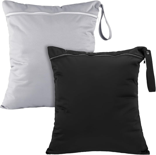 Shappy 2 Pcs Large Travel Laundry Bag Washable Waterproof Wet Dry Large Dirty Clothes Bag Bathing Workout(Solid Black Gray)