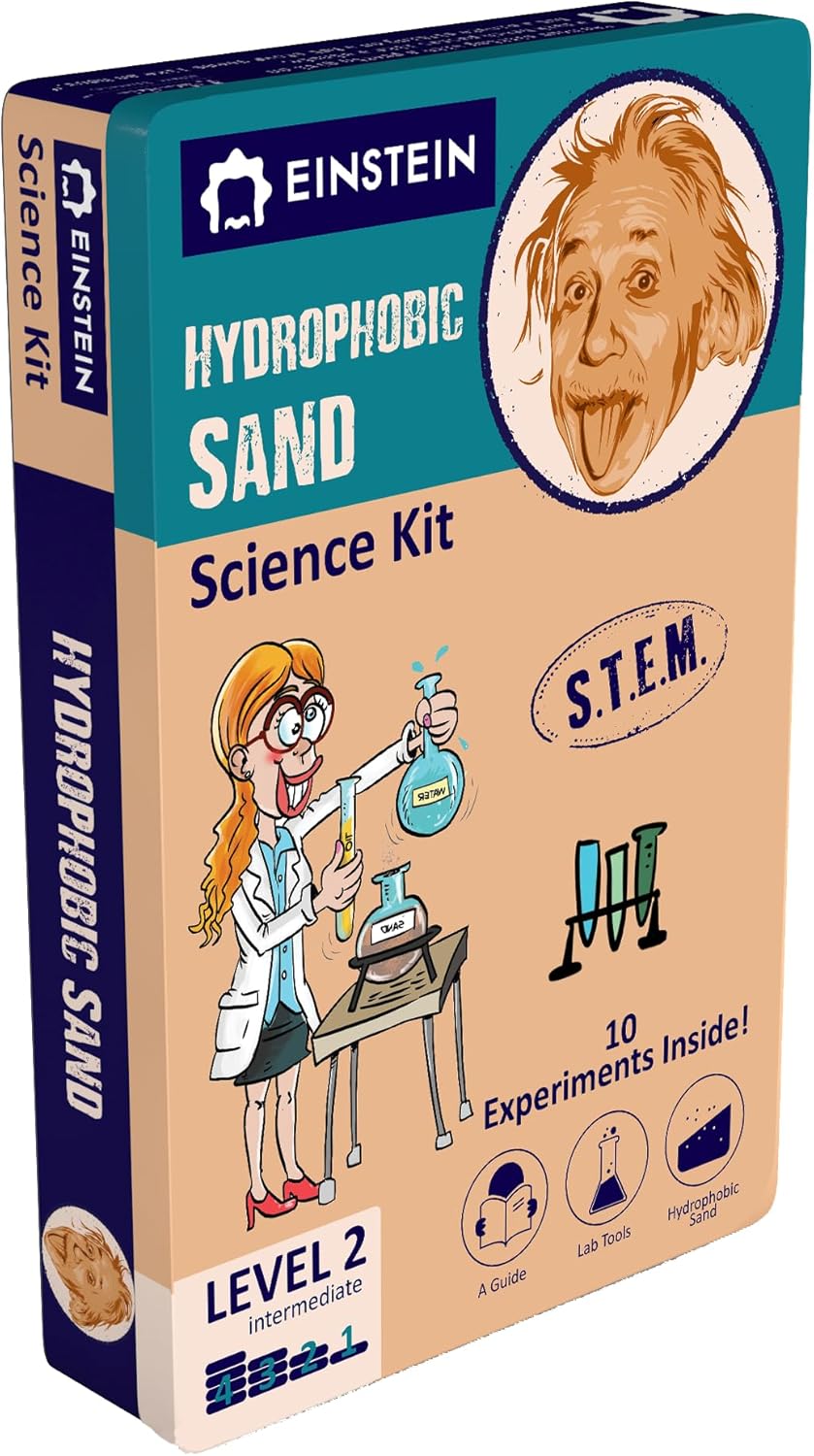 Einstein’s “Hydrophobic Sand Kit for Kids. STEM for Boys & Girls Aged 6 and Above. 10 Exciting Experiments Inside. Detailed Picture Guide Included.