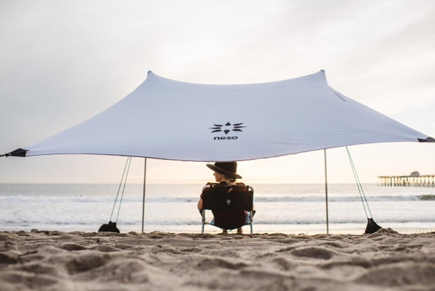 Neso Tents Beach Tent with Sand Anchor, Portable Canopy Sunshade - 7' x 7' - Patented Reinforced Corners(White)