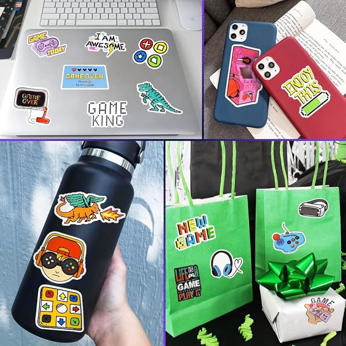 QTL Classic Gaming Stickers for Kids Video Game Stickers for Water Bottles Laptop Gamer Adults Waterproof Vinyl Packs 50Pcs