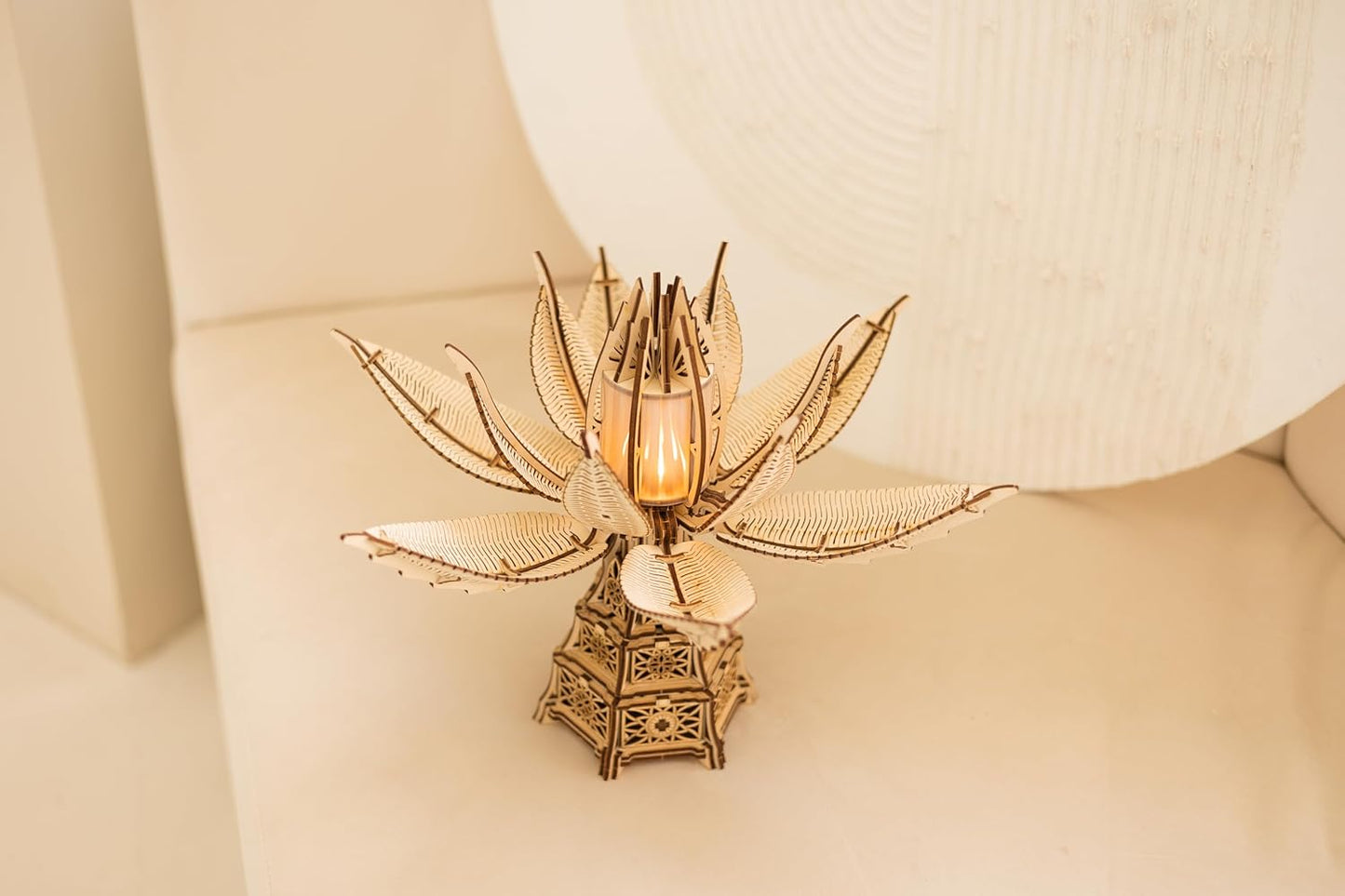 Wood Trick Fiery Bloom Luminous LED 3D Wooden Puzzles for Adults and Kids to Build - Interactive Mechanical Movement - Engineering DIY Project Mechanical 3D Puzzle Model Kits for Adults