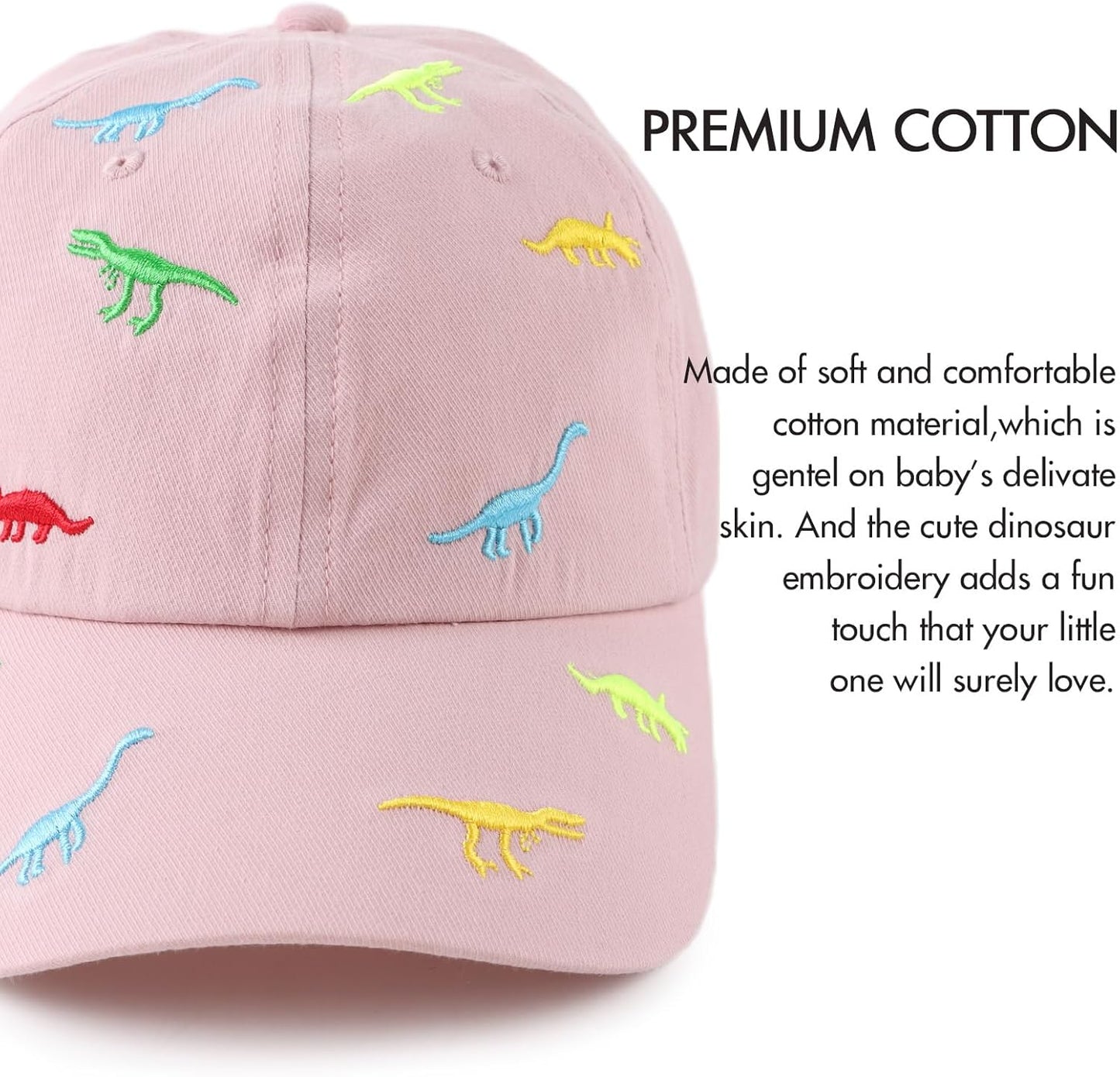 JANGANNSA Dinosaur Boys Girls Caps Embroidery Baby Baseball Caps Cotton Infant Toddler Kids Hat Spring Summer Autumn 2-6Y