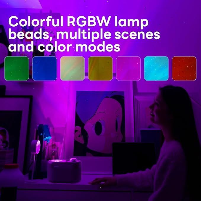 Northern Lights Projector, 7 Colors Galaxy Projector for Bedroom, LED Night Light Aurora Projector with Bluetooth Speaker, White Noise, Kids Night Light for Room Decor & Gift for Kids Birthday