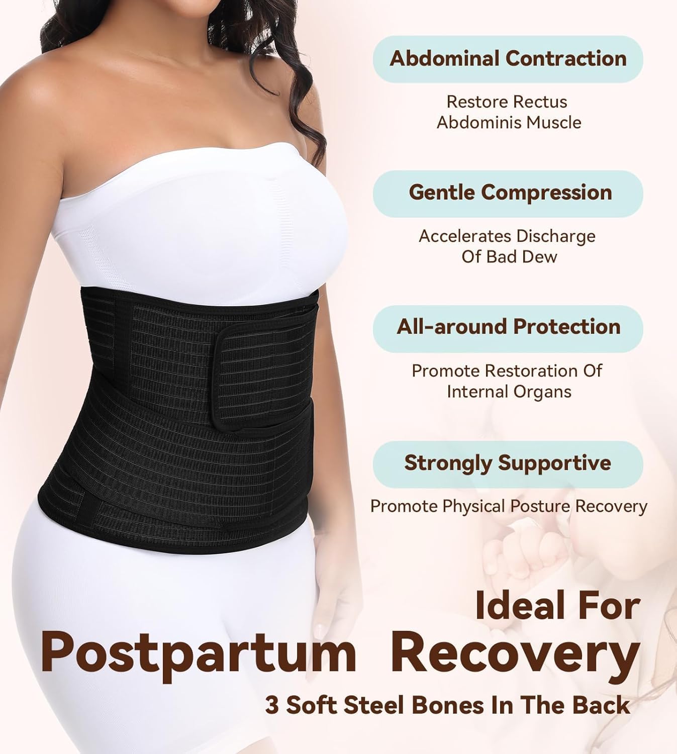 SHAPSHE Postpartum Belly Band Abdominal Binder Post Surgery C Section Belly Binder Post Partum Faja Waist Trainer Wrap