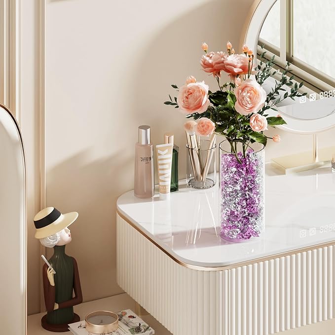 Acrylic Crushed Ice Rocks, Babenest 150 PCS Fake Crystals Plastic Ice Cubes Diamonds Gems for Vase Fillers, Home Decoration, Table Scatter, Event, Wedding, Arts & Crafts (Pink/Clear)