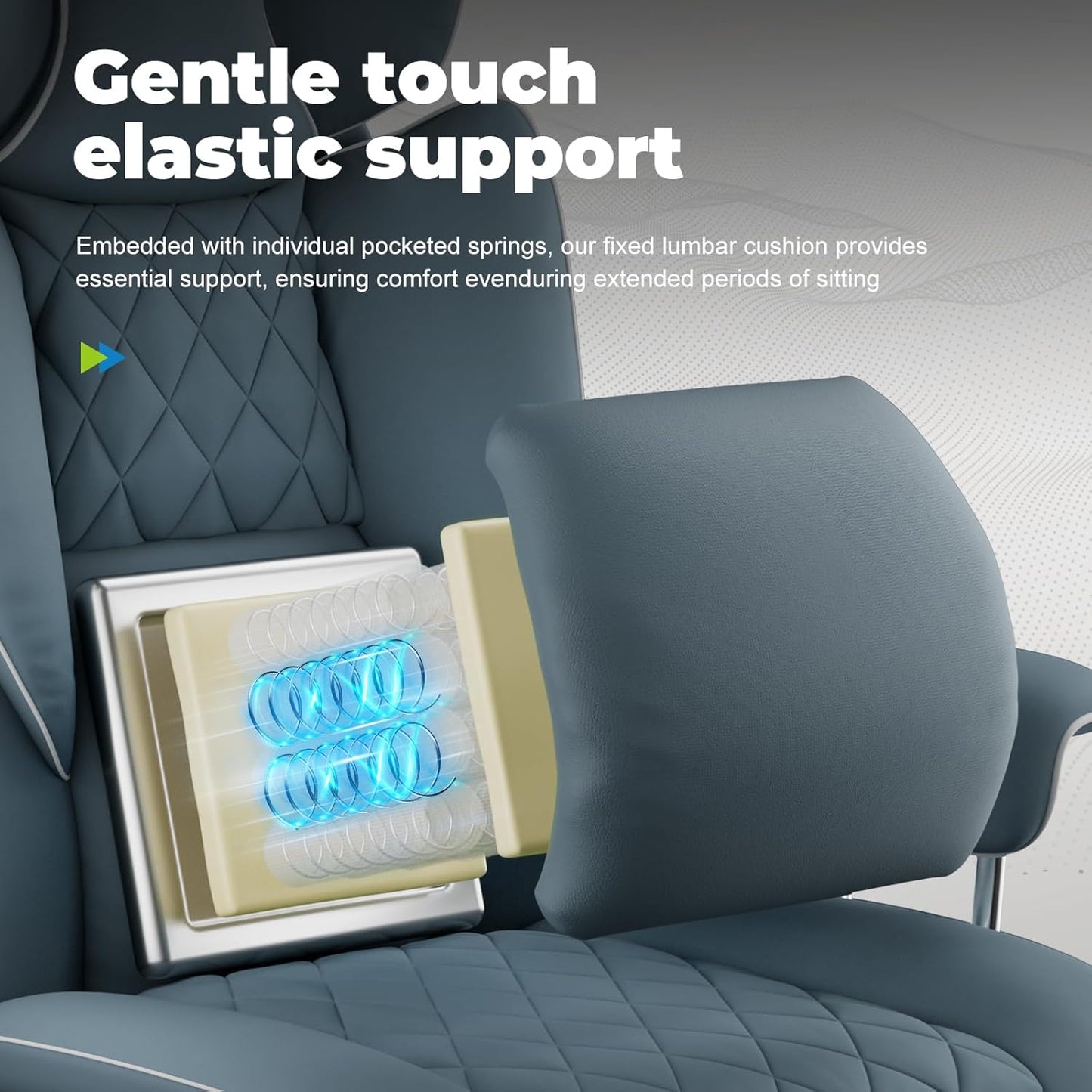 COMHOMA Big and Tall Office Chair, High Back Leather Gaming Chair with Footrest, Executive Ergonomic Office Chair with Pocket Spring Lumbar Support and with Outward Fixed Soft Armrests