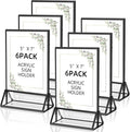 Acrylic Sign Holder 5x7 Display Stand, Clear and Stable Table Plastic Paper Holder, Acrylic Frames for Home Office Shop Photo Frames Exhibition Black (6pcs)