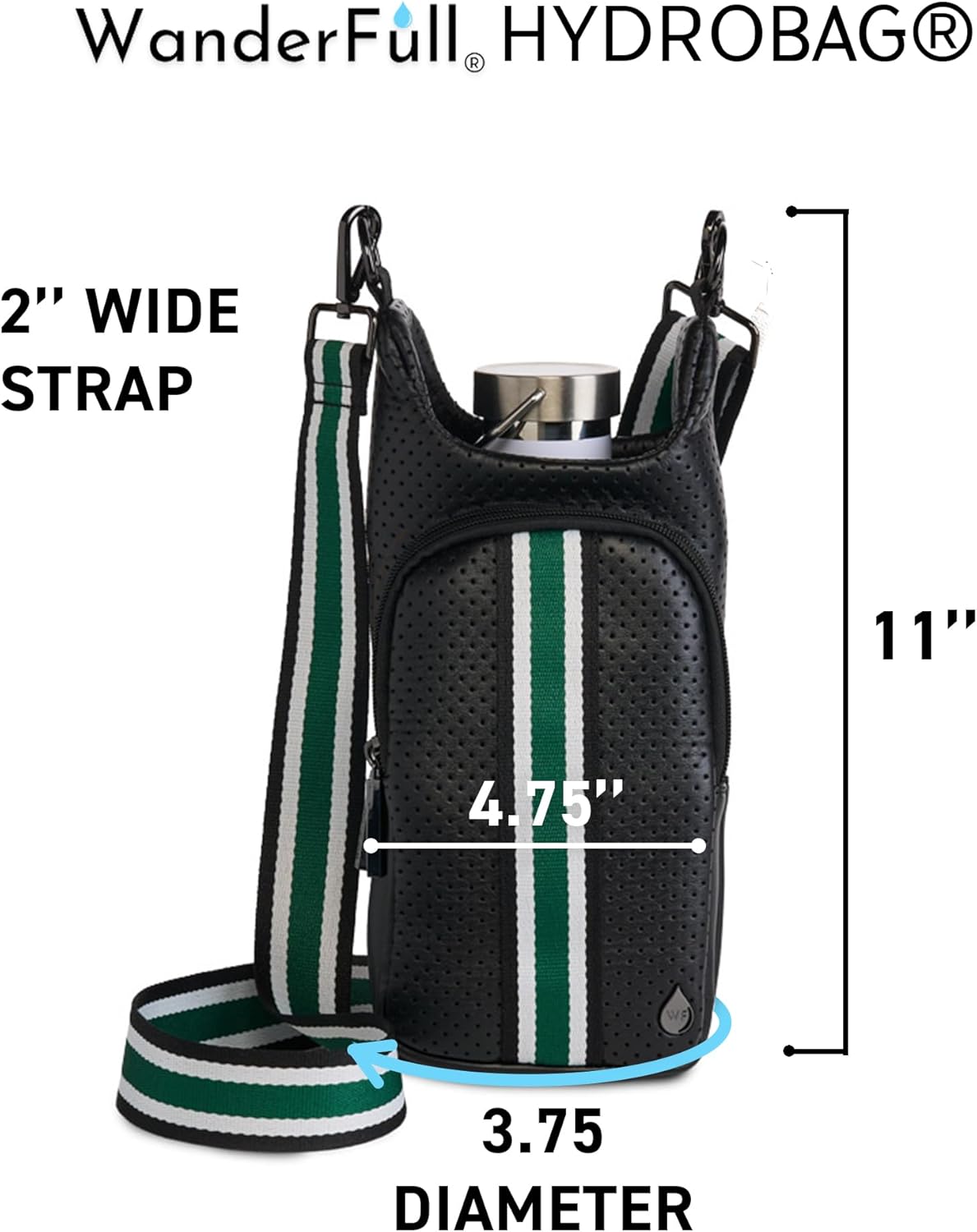 WanderFull® Original HydroBag® Collection, Water Bottle Holder w/Strap & Phone Pocket, Hands-Free Crossbody Water Bottle Bag