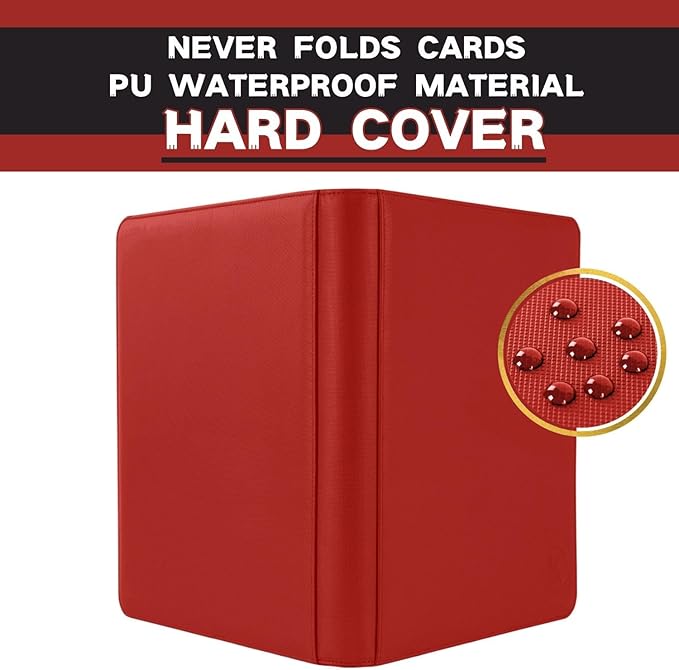 1000+ Pockets Trading Card Binder, 16-Pocket Card Ablum Compatible with MTG,Sports Cards & Other Standard Size Trading Cards (Red)