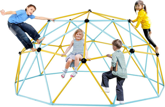 VEVOR Climbing Dome, 10FT Geometric Dome Climber Play Center for Kids 3 to 10 Years Old, Jungle Gym Supports 750LBS and Easy Assembly, with Climbing Grip, Outdoor Backyard Play Equipment for Kids