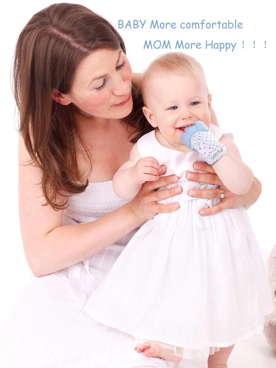 Giftty Teething Mitten Chew Mitt Baby Teether Glove - Self Soothing Teether, Teething Pain Relief Soothing Toy, Prevent Scratches - For 0-6 Months