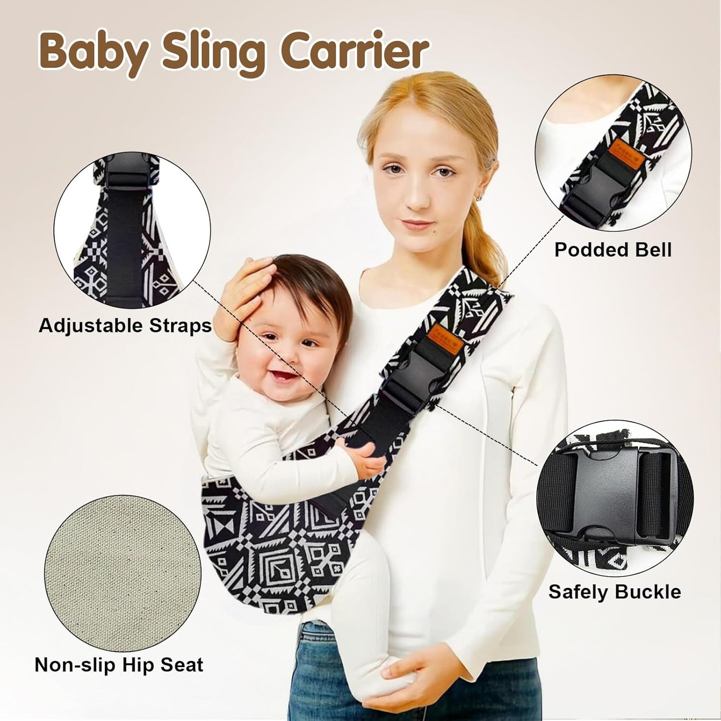 Baby Sling Carrier,Toddler Carrier, 2025 New Baby Sling,Portable and Lightweight Sling,Non-Slip Hip Seat Carrying 10-30lbs(Leopard Print)