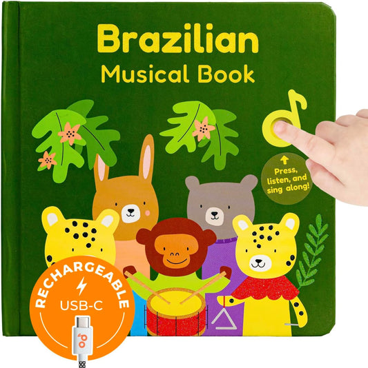 Cali's Books Brazilian Nursery Rhymes Book - Sound Books for Toddlers 1-3 Years Old - Interactive & Educational Music Toys for Bilingual Children with Lyrics & Translations - Musical Gifts for Kids