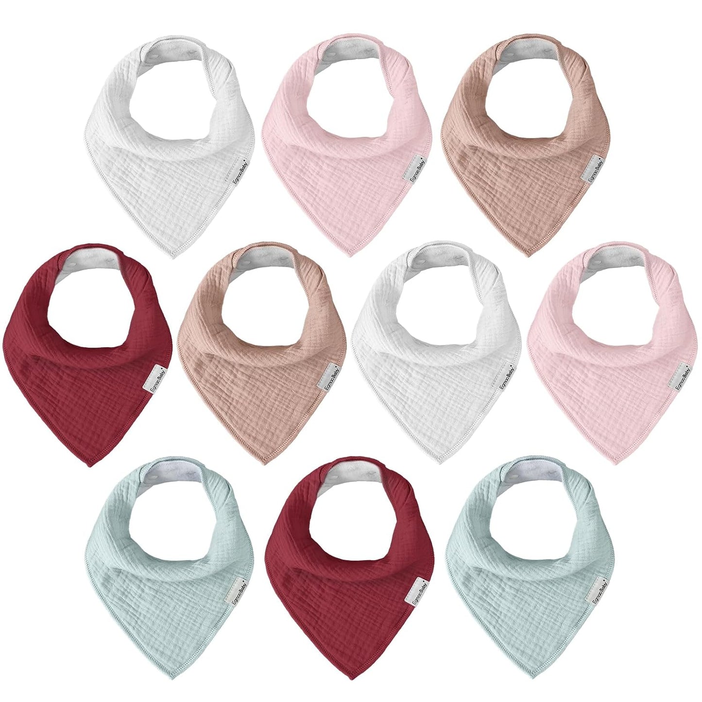 Muslin Baby Bibs for Boys Girls,10 Pack Super Absorbent Baby Bandana Drool Bibs Set for Teething and Drooling,100% Cotton Soft for Infant,Newborn