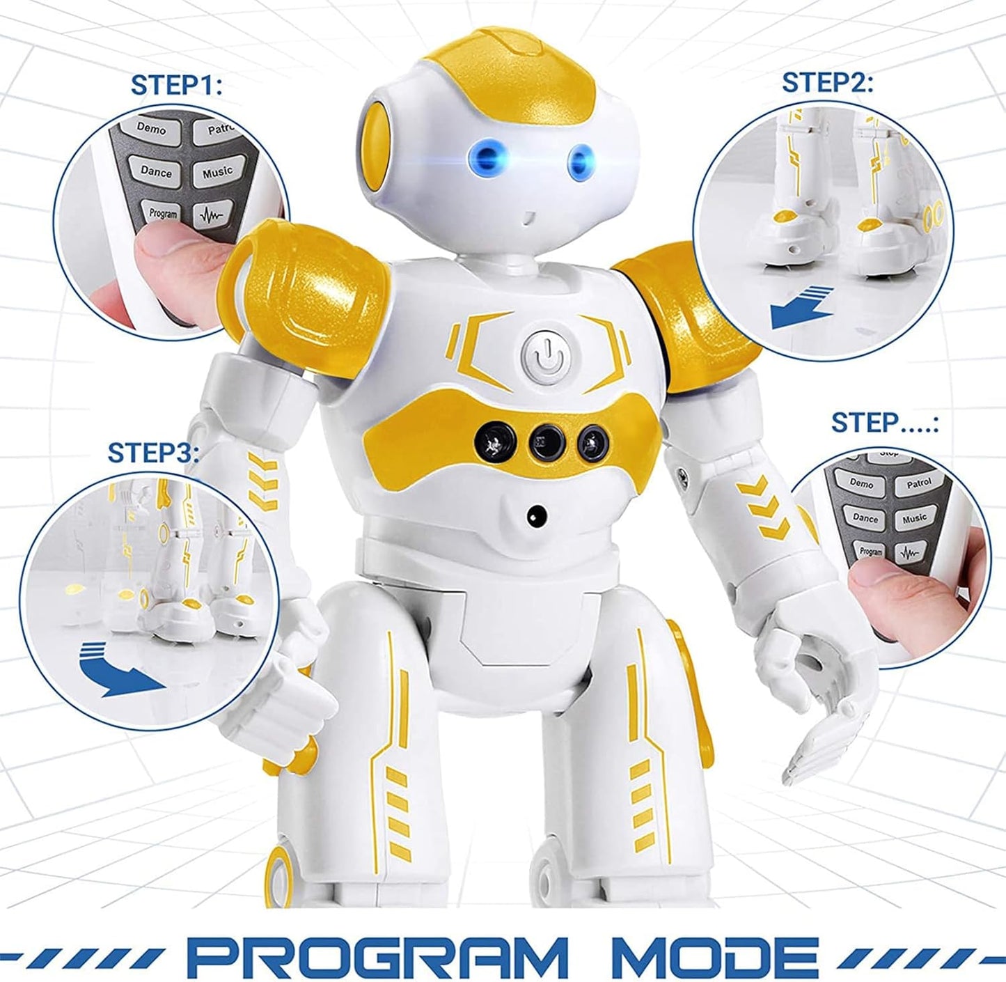 KingsDragon RC Robot Toys for Kids, Gesture & Sensing Programmable Remote Control Smart Robot for Age 3 4 5 6 7 8 Year Old Boys Girls Birthday Gift Present,Yellow