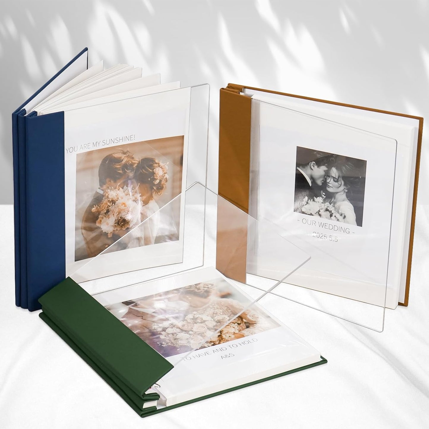 Vienrose Acrylic Cover Self Adhesive Photo Album for Small 4x6 5x7 8x10 Pictures Scrapbook Wedding Memory Book for Polariod Baby Bride Couples Kids School Family Travel 20 Sheets (40 Pages) Dark Green