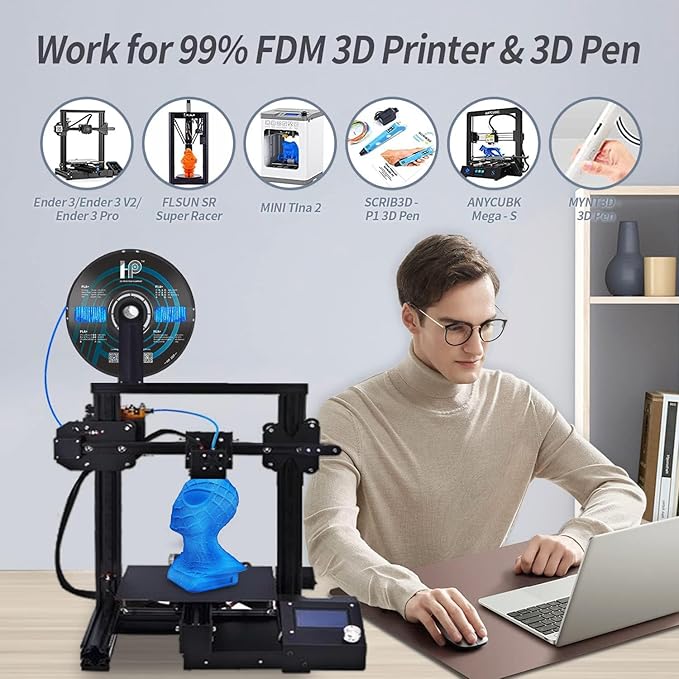 Glitter PLA Filament, Twinkling 3D Printer Filament, PLA Filament 1.75mm Dimensional Accuracy +/- 0.02mm, 1KG Spool (2.2 lbs), Fit Most FDM Printer (Glitter Blue)